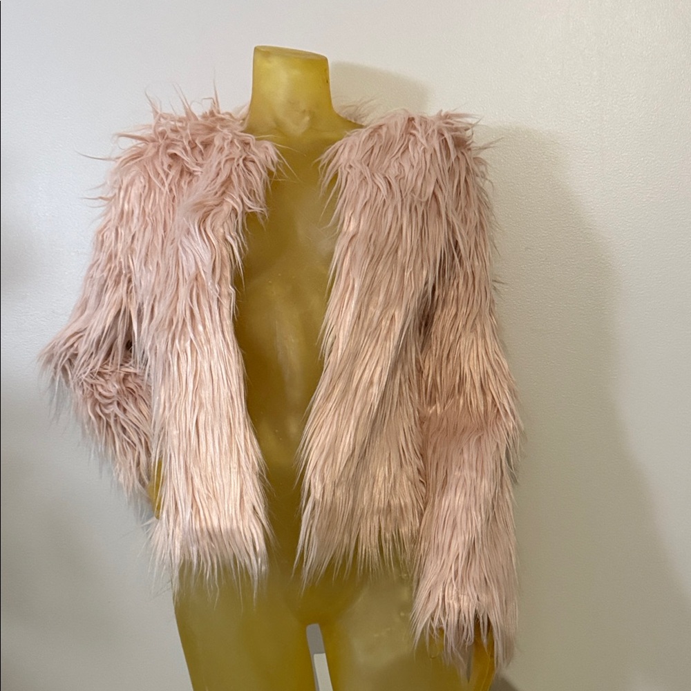 Women's Pink Faux Fur Jacket